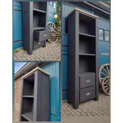 Boekenkast mat zwart met hout