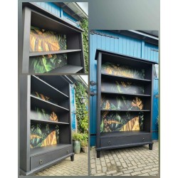 Boekenkast met sfeer print...