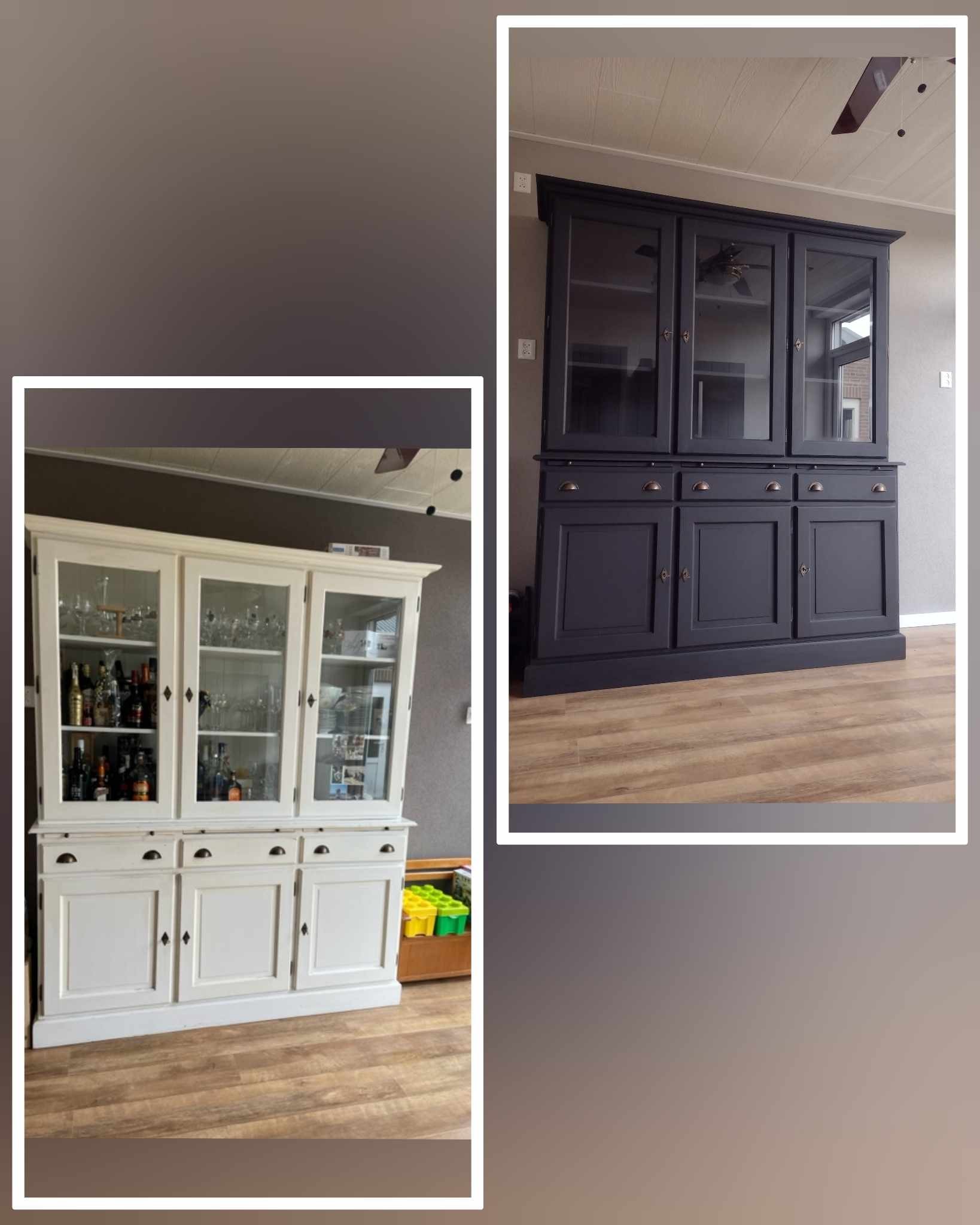 Witte buffetkast in mat zwart/antraciet gerestyled